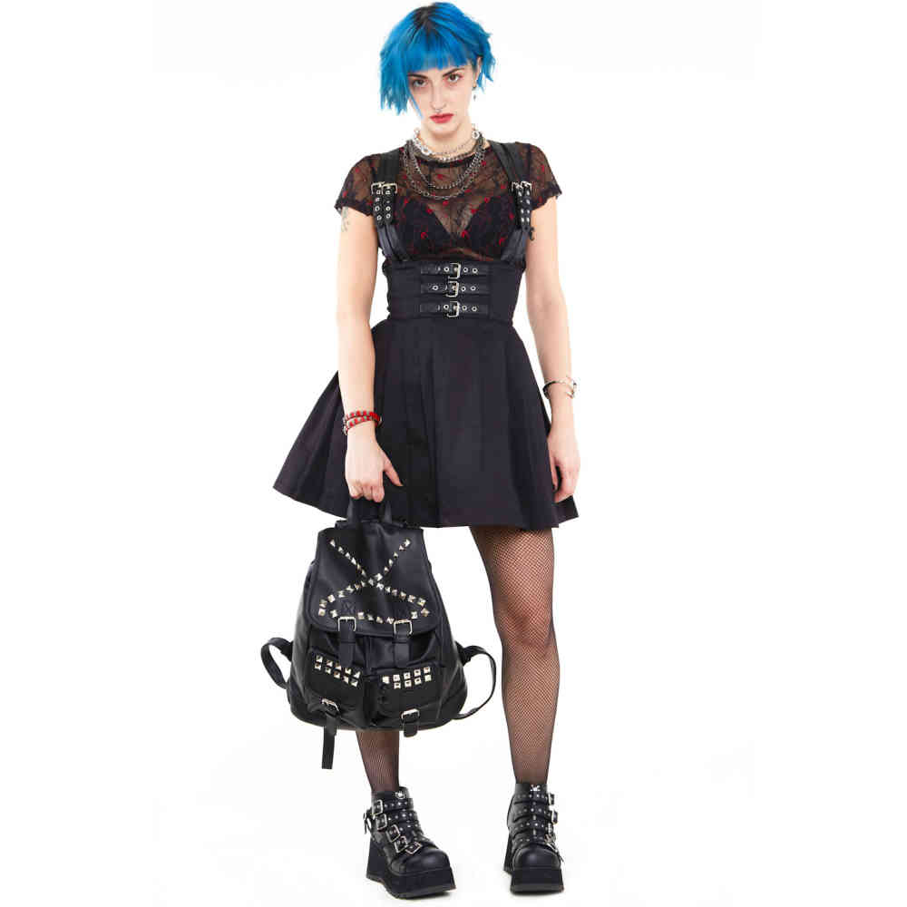 Jawbreaker - With leather straps Kurzer Rock mit hoher Taille - Schwarz